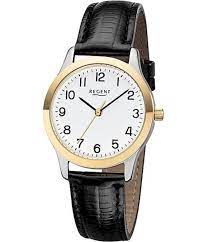 REGENT 1108245 Herrenuhr Bicolor 35 mm Weiß Lederband