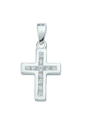 an150600 Kreuzanhänger aus Silber mit Zirkonia