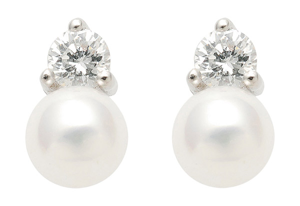 Ohrstecker aus Silber mit Synthetische Perle mit Zirkonia (OS114491)