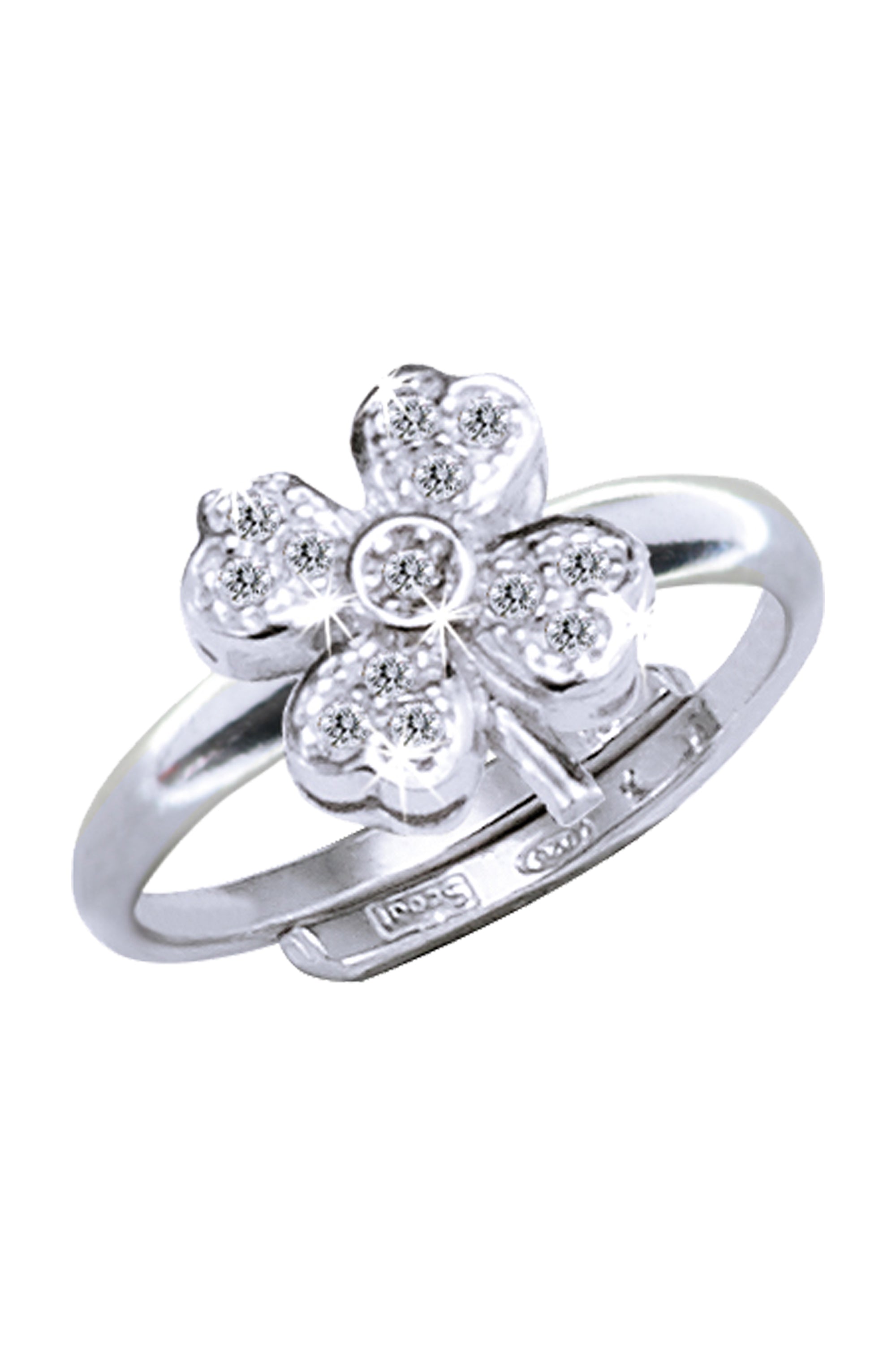 Scout Ring 925/- Sterling Silber rhodiniert Kleeblatt Zirkonia - OneSize (160270004)