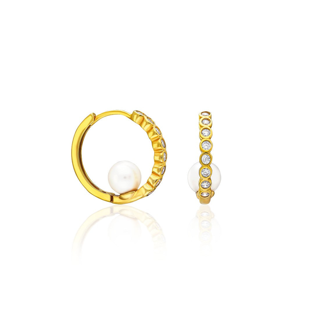 Pearl Chain Stone Earrings - 925 SILVER