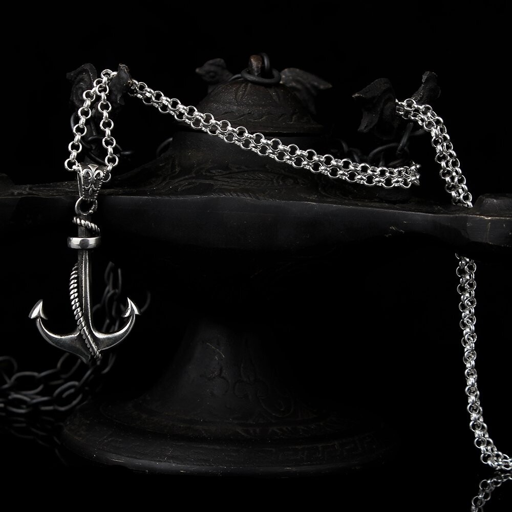 925K Sterling Silver Anchor Necklace