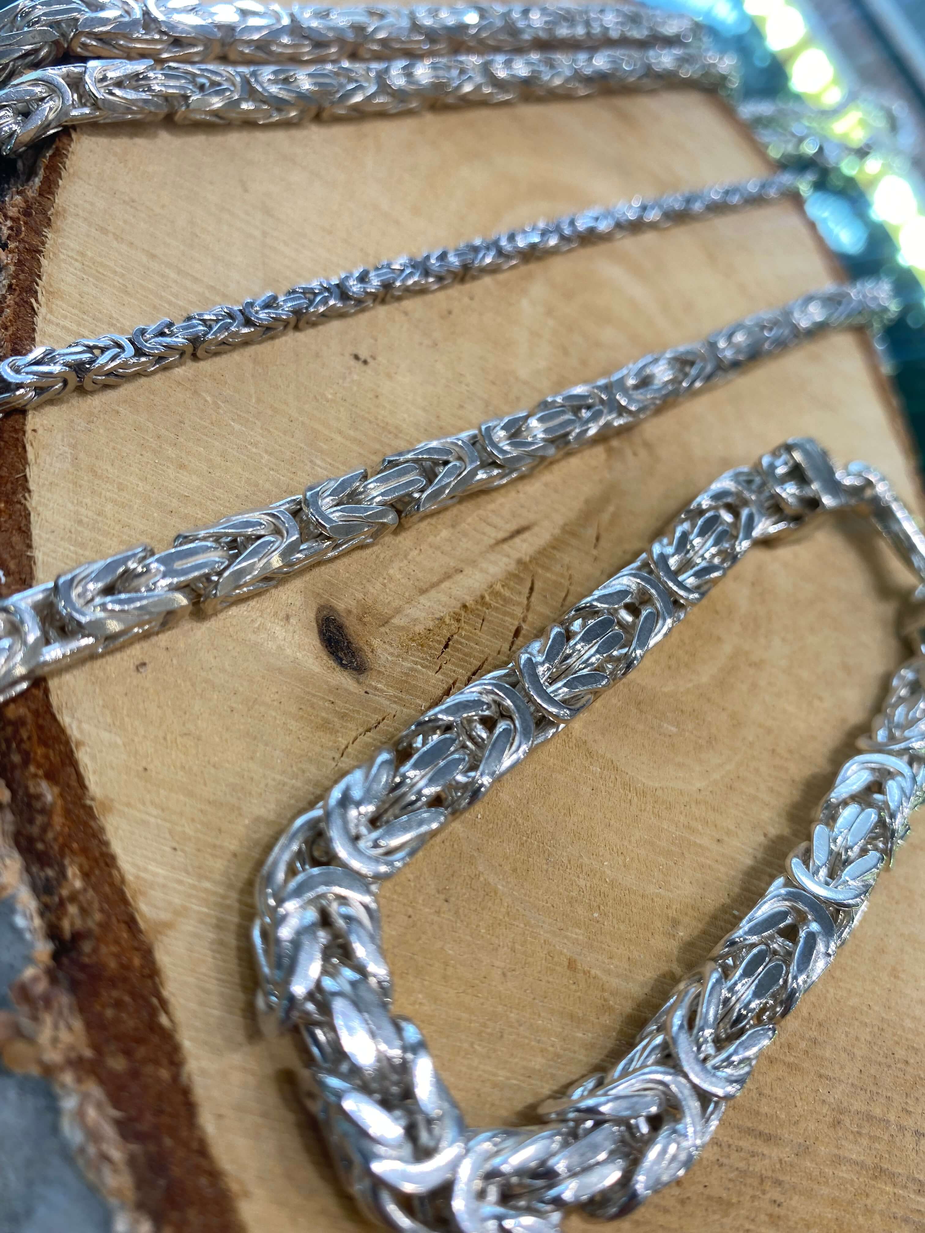 Königskette 3,5mm 925 Sterling Silber Königs Kette Herren massiv Halskette Armband