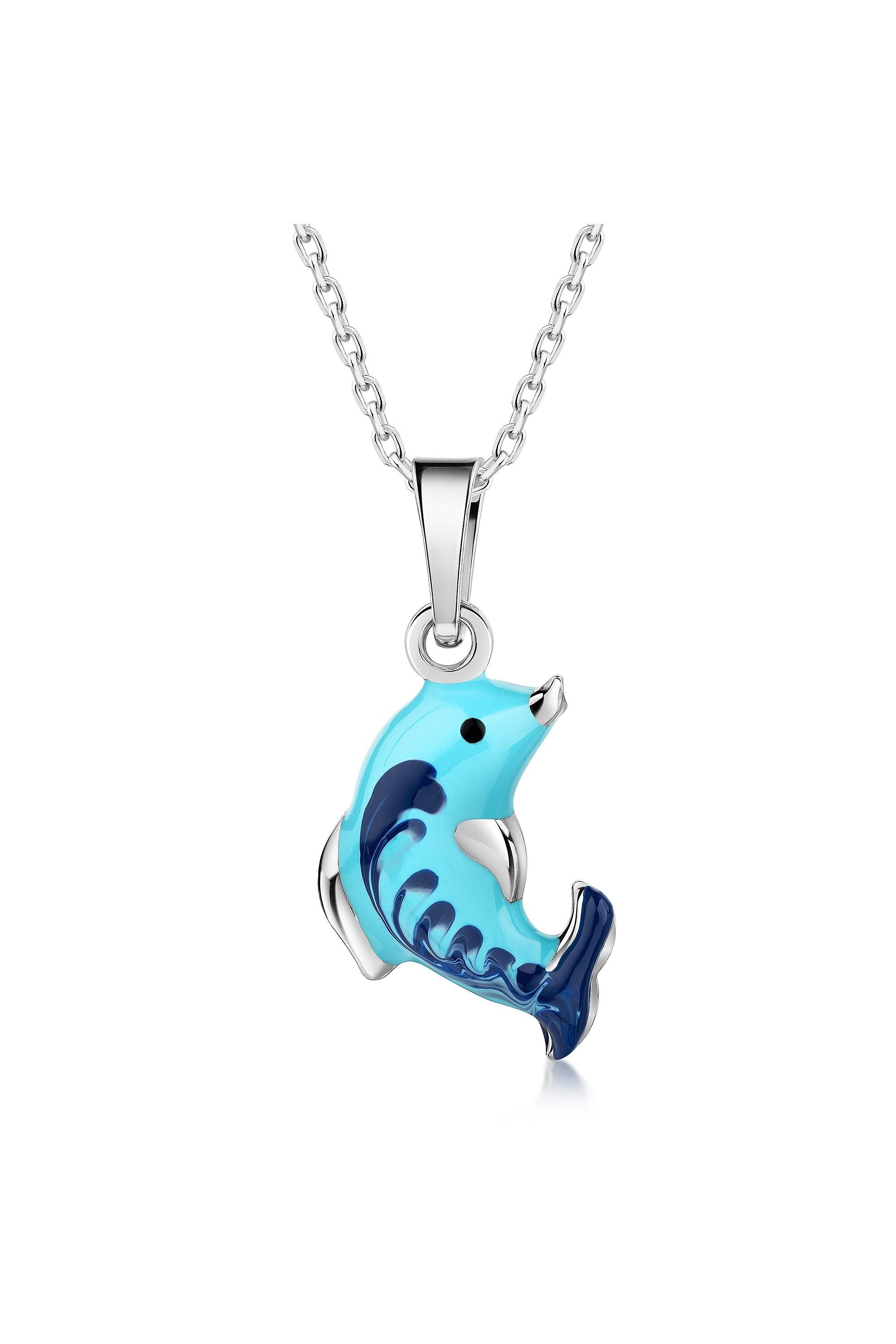 Scout Anhänger mit Kette 925/- Sterling Silber rhodiniert Delfin blau (500245635)