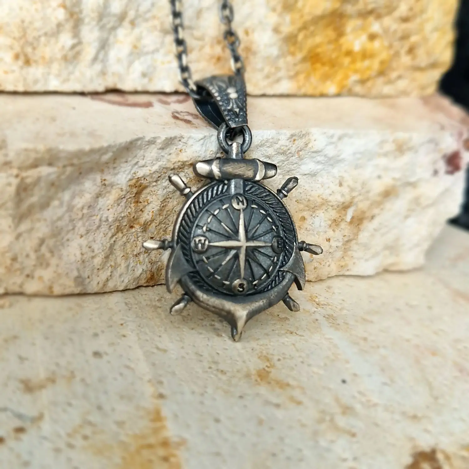 925K Sterling Silver Anchor Necklace