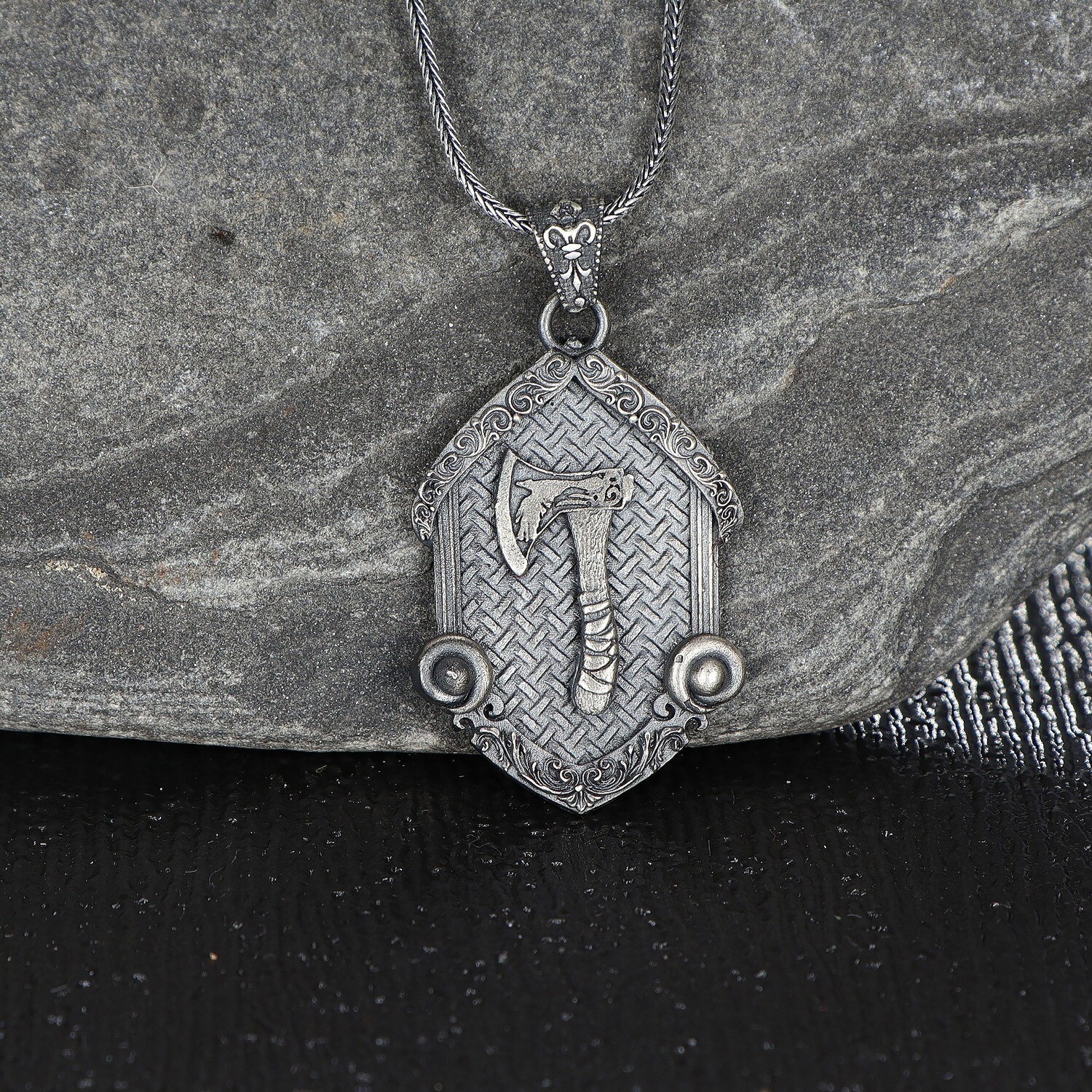 925K Sterling Silver Axe Necklace