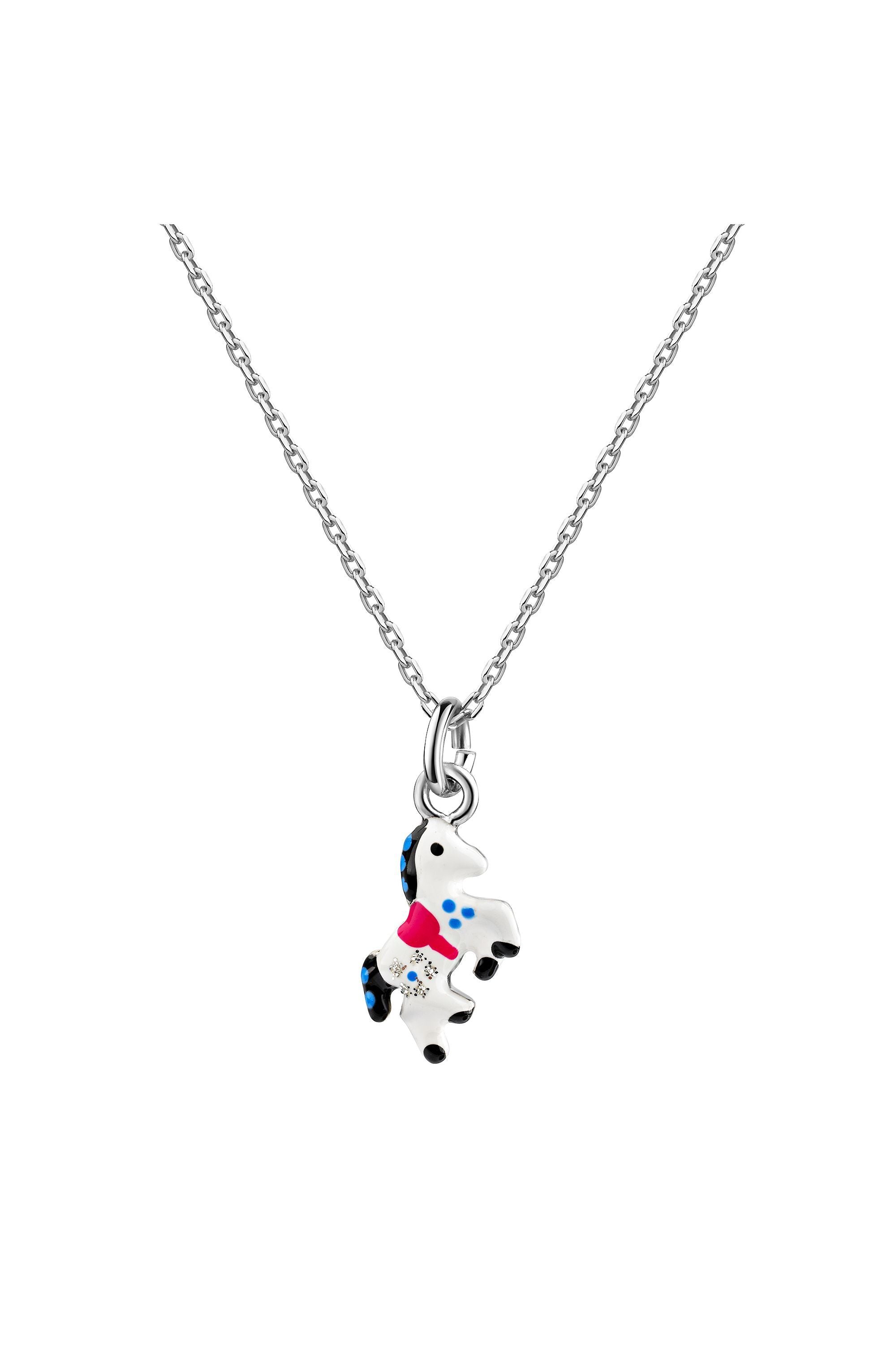 Scout Anhänger mit Kette 925/- Sterling Silber rhodiniert Pferd weiß/schwarz - OneSize (500245627)