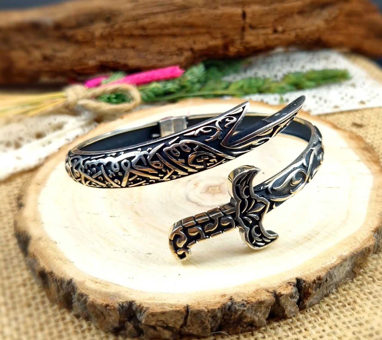 Zulfikar 925 Silver Unisex Handmade Bangle Bracelet