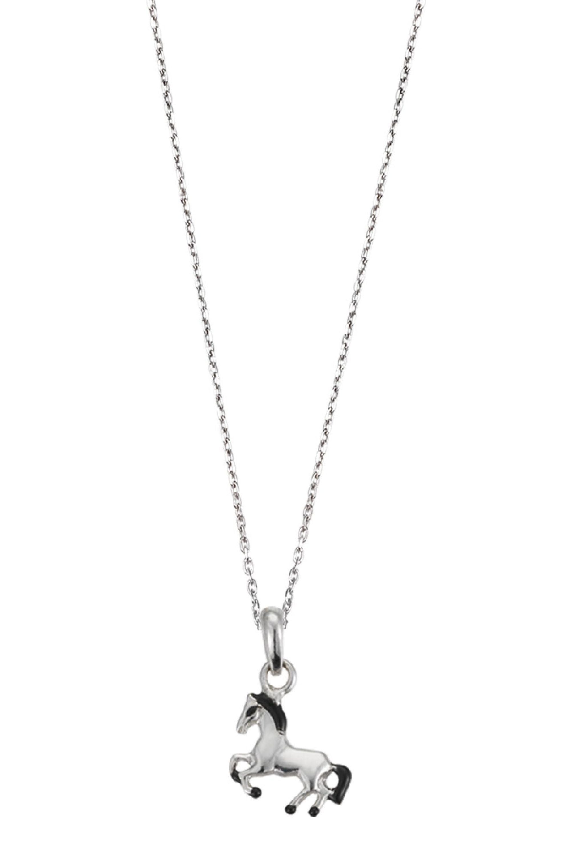 Scout Anhänger mit Kette 925/- Sterling Silber rhodiniert Pferd silber/schwarz - OneSize (500245637)