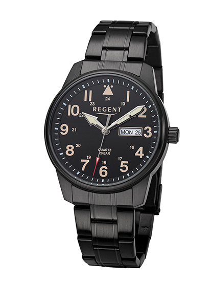 REGENT F-1278 Herrenuhr Schwarz 40,5 mm 20 BAR Edelstahl