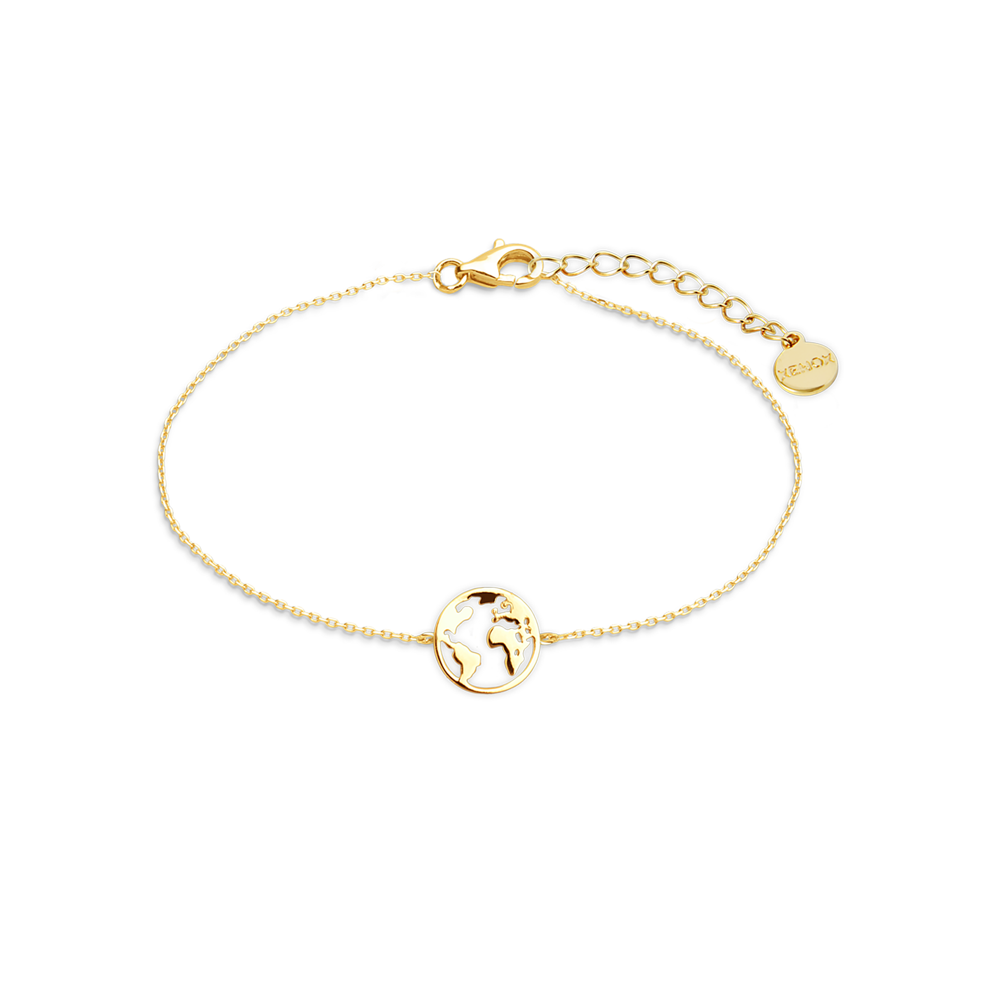 WELTKUGEL Armband 925/- Sterlingsilber, rhodiniert - goldfarben / 18,5 (XS3165G · silberfarben, goldfarben, roséfarben)