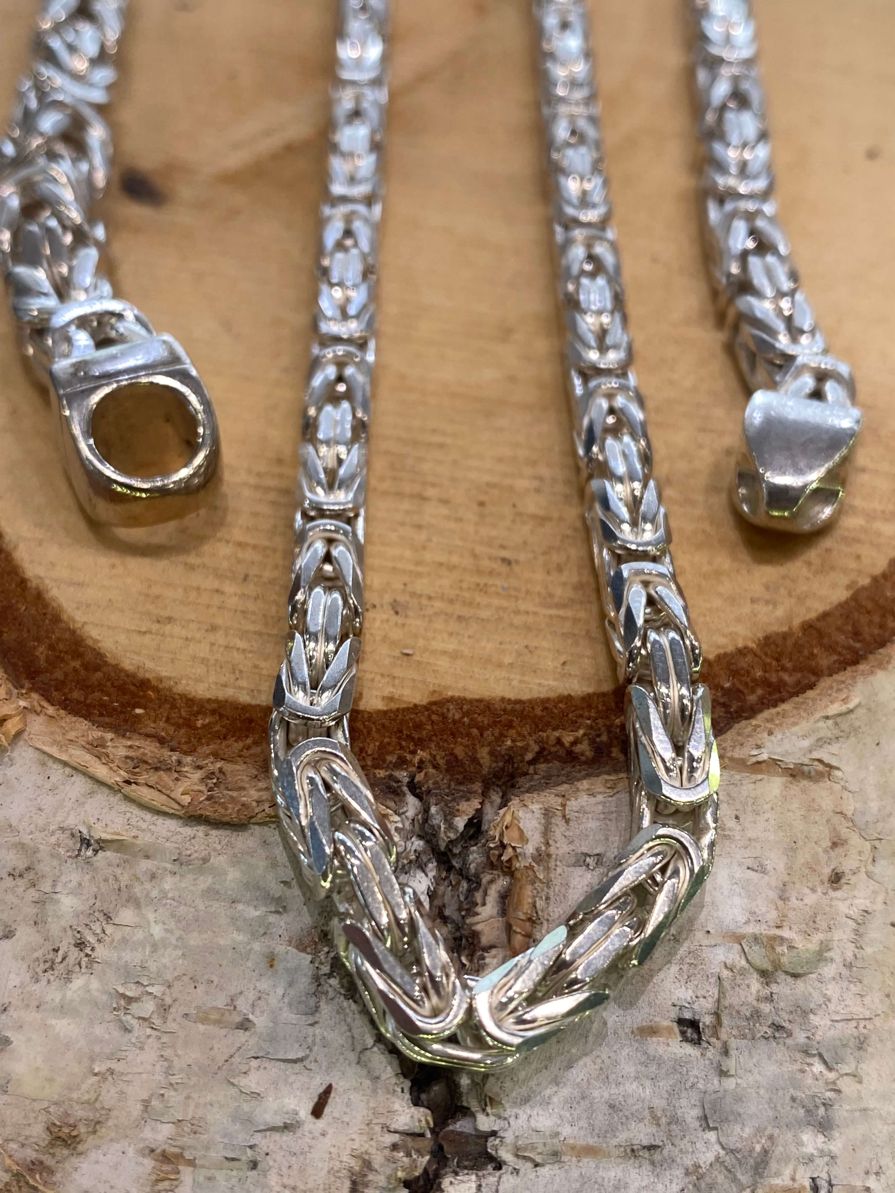Königskette 2,5mm 925 Sterling Silber Königs Kette Herren massiv Halskette Armband