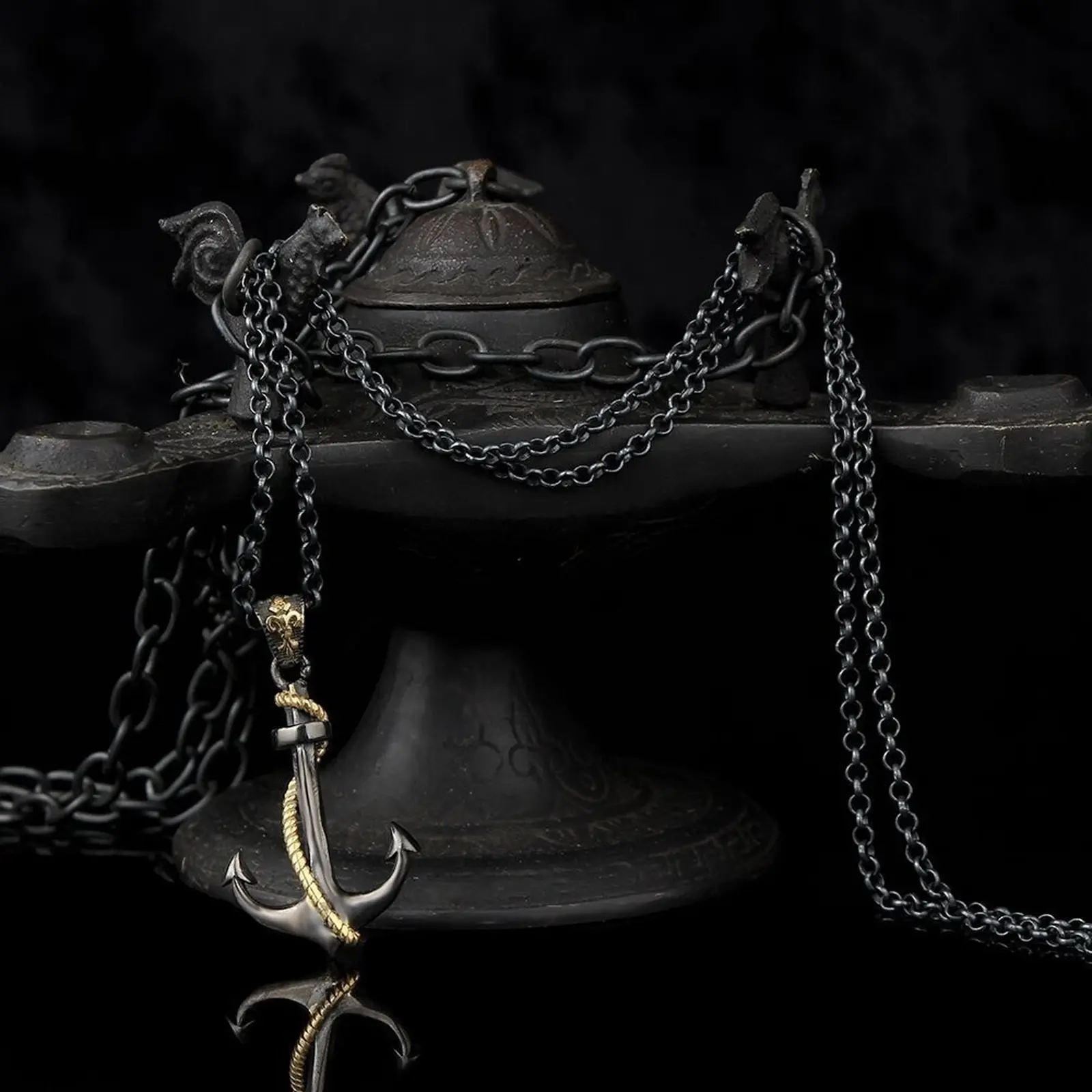 925K Sterling Silver Anchor Necklace