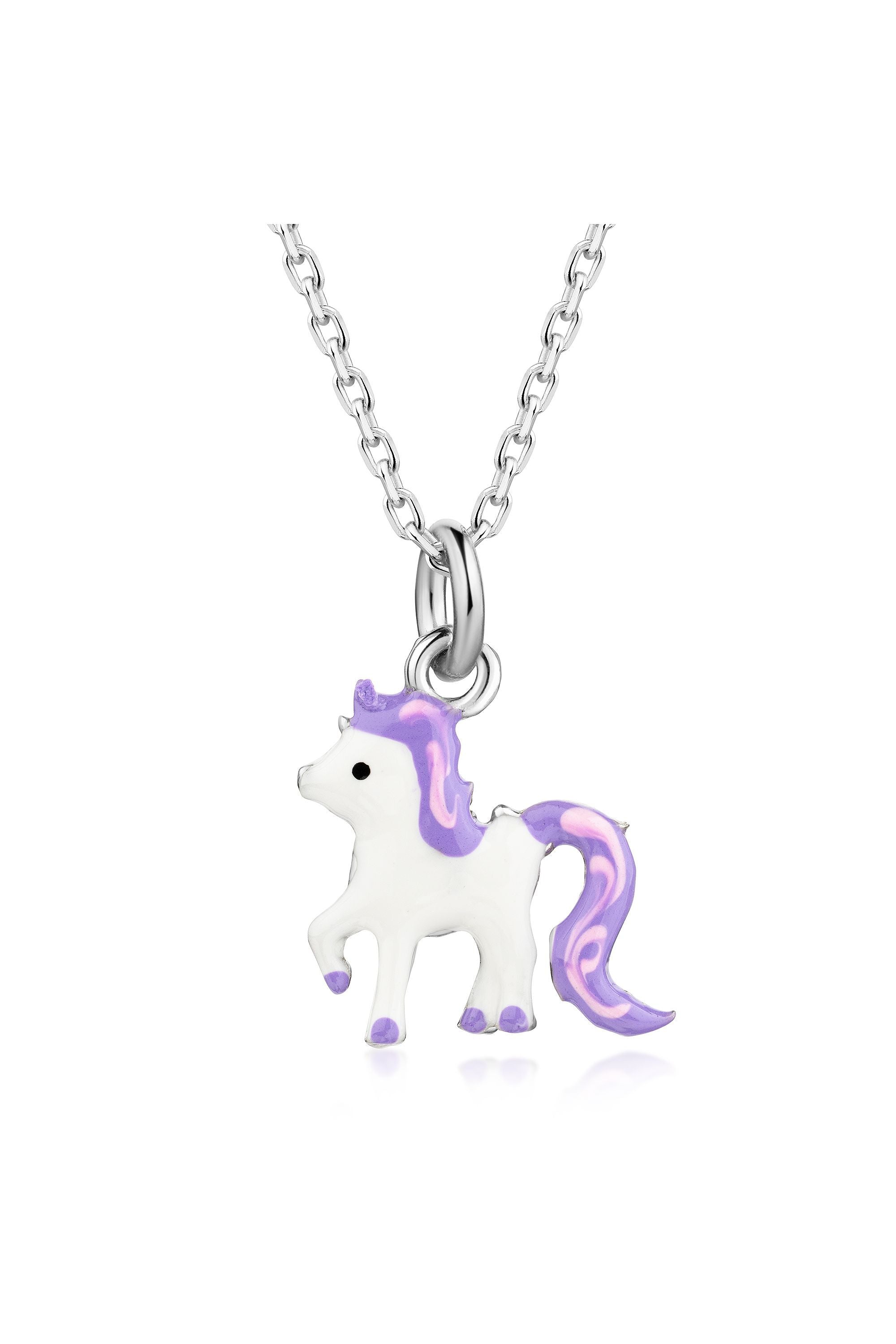 Scout Anhänger mit Kette 925/- Sterling Silber rhodiniert Einhorn lila/pink (500245624)