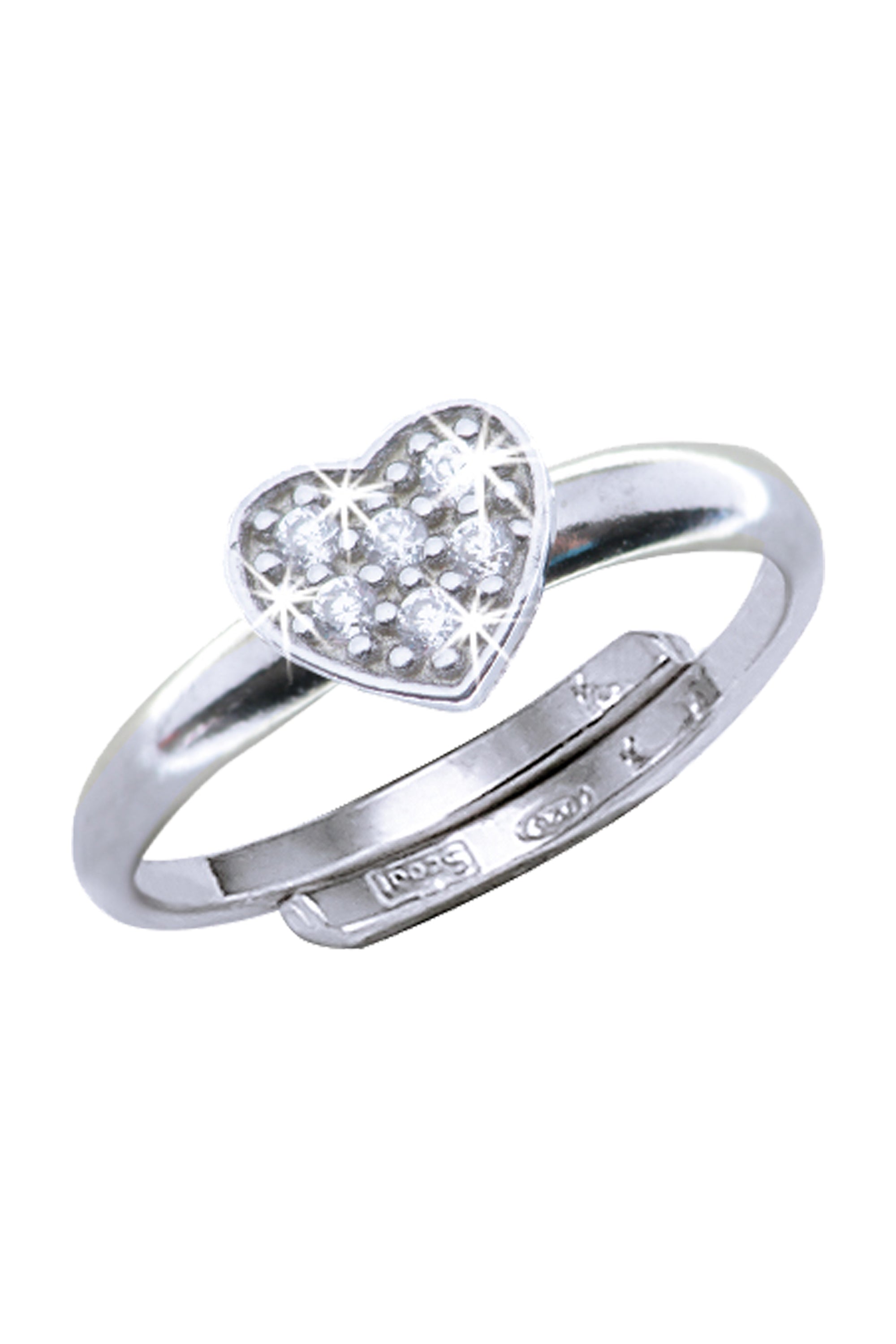 Scout Ring 925/- Sterling Silber rhodiniert Herz Zirkonia - OneSize (160270006)