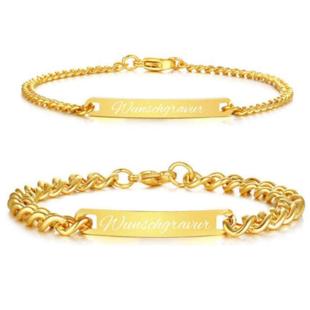Couple Bracelets mit Gravur l GOLD