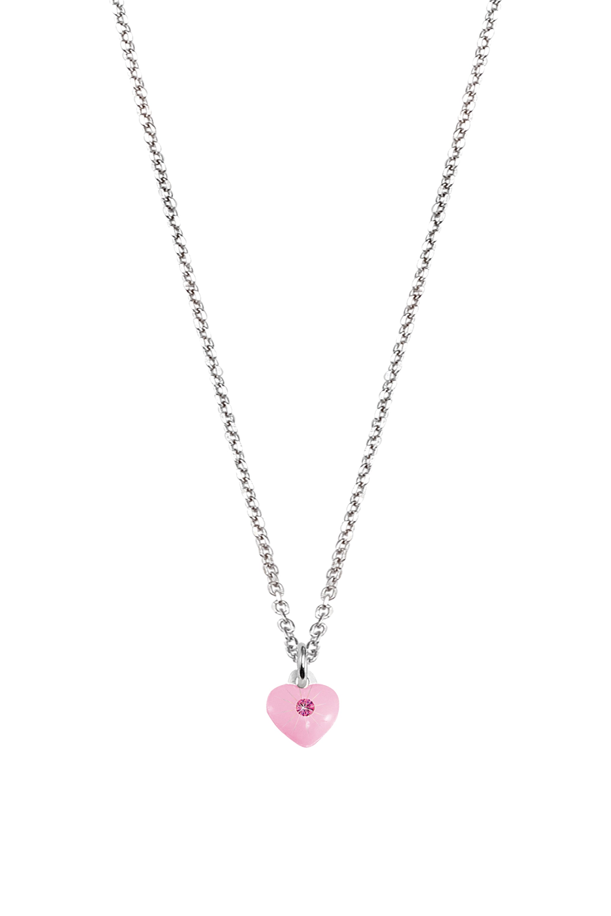 Scout Anhänger mit Kette 925/- Sterling Silber rhodiniert Herz rosa Kristall - OneSize (500245641)