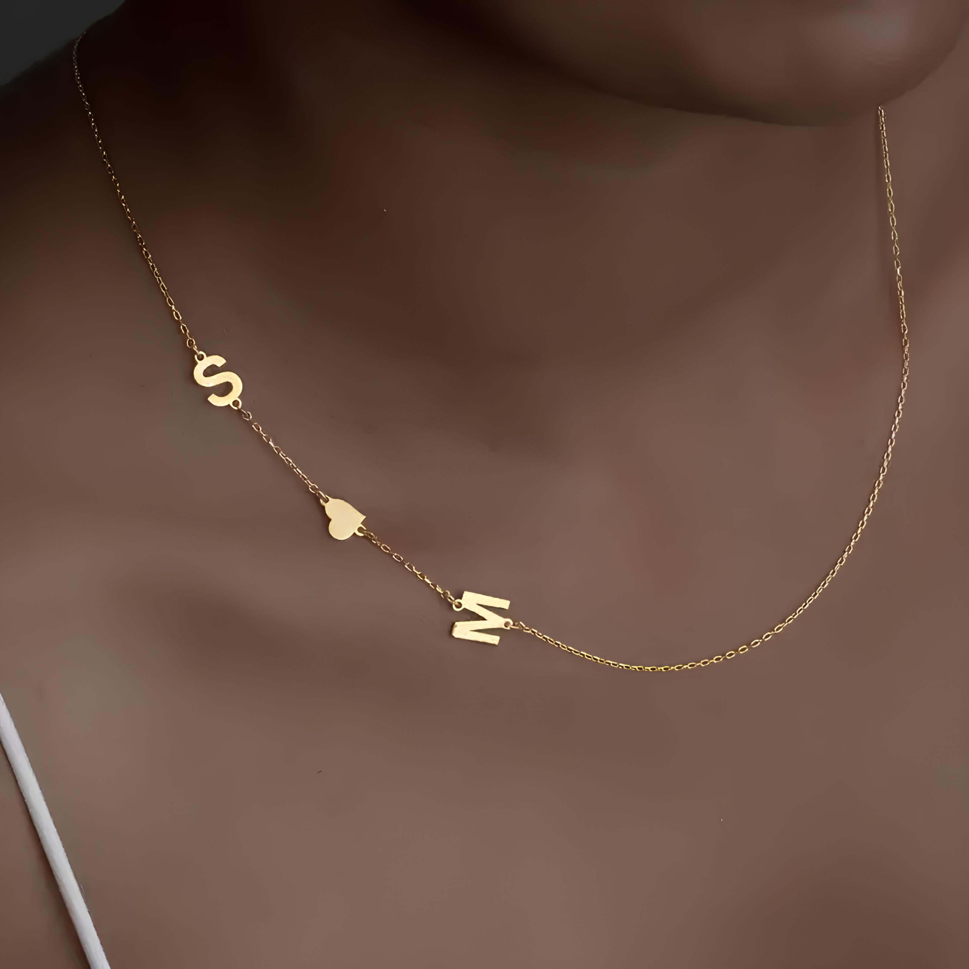 Love Linked Double Letter Necklace - 925 SILVER