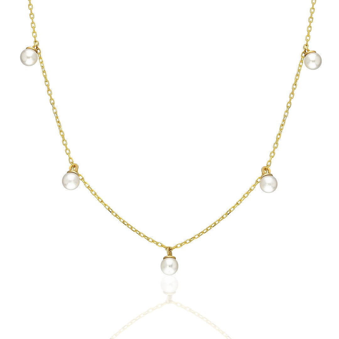 Pearl Stone Chain Necklace - 925 SILVER