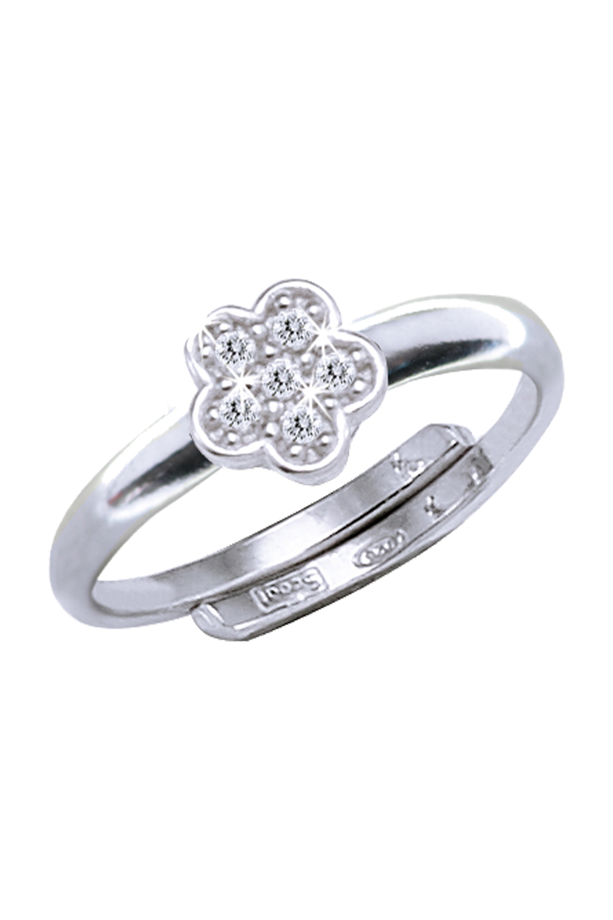 Scout Ring 925/- Sterling Silber rhodiniert Blume Zirkonia - OneSize (160270005)