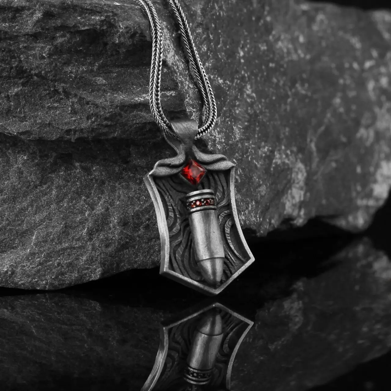 925K Sterling Silver Bullet Necklace
