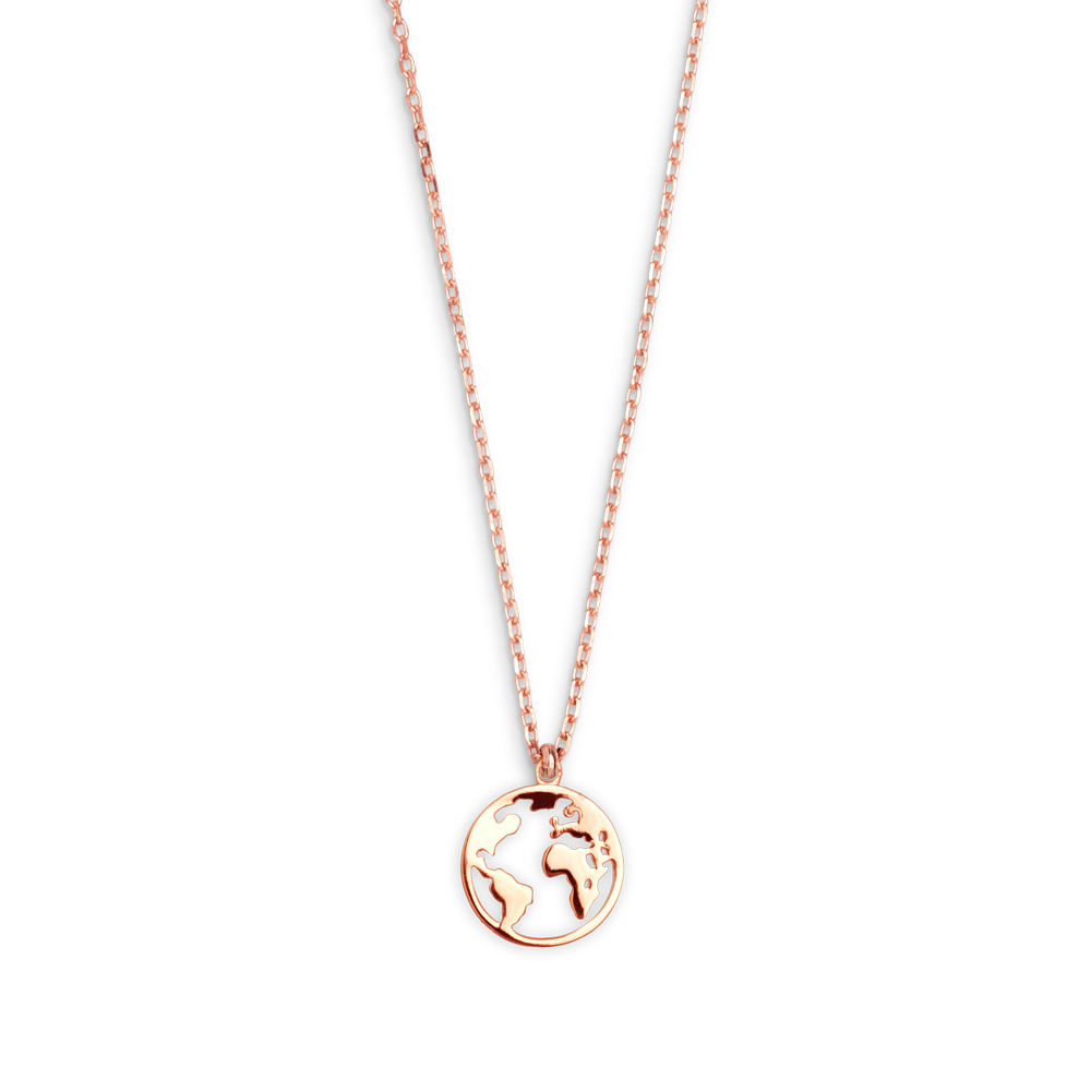 WELTKUGEL Halskette 925/- Sterlingsilber, rhodiniert - roséfarben / 45 (XS3160R · silberfarben, goldfarben, roséfarben)