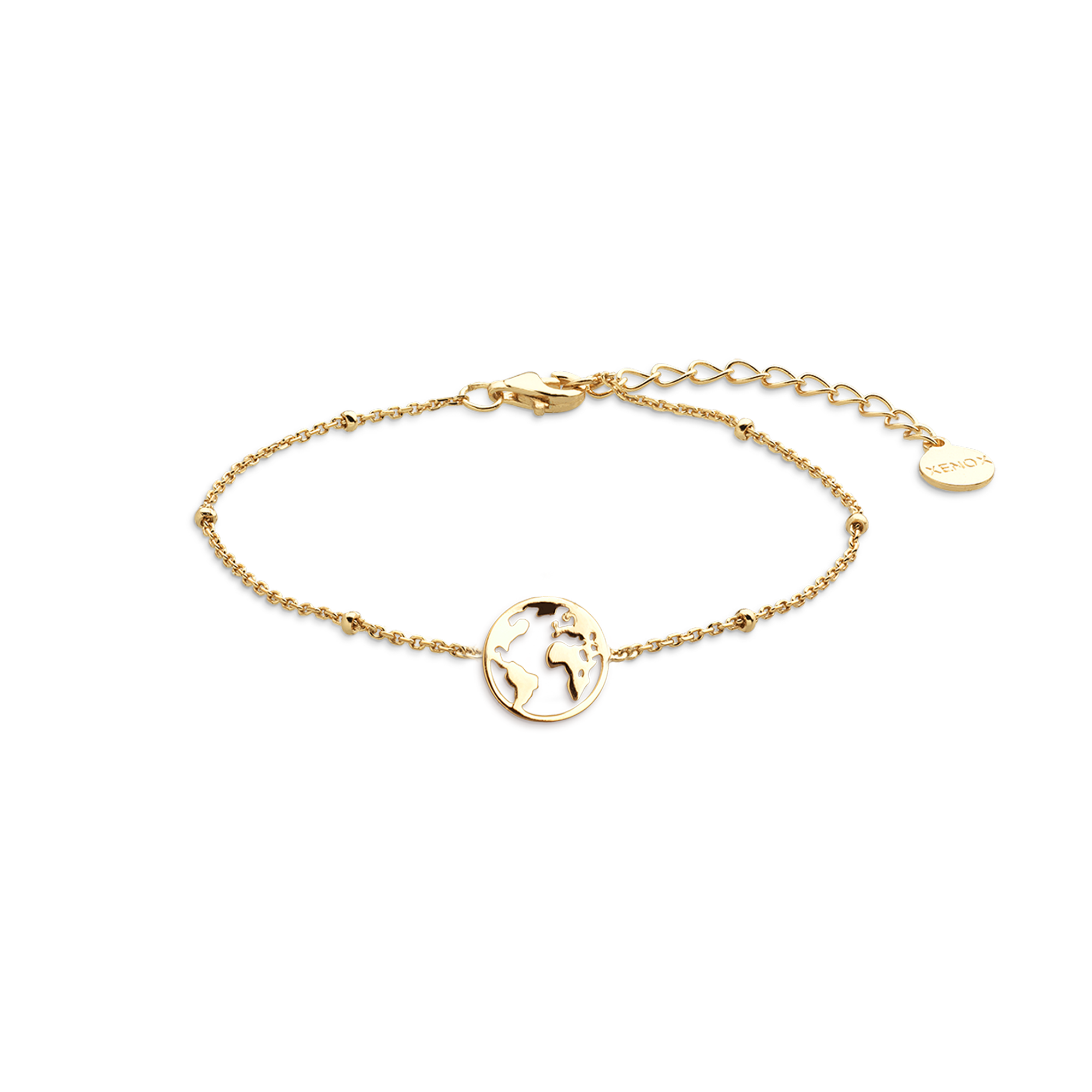 WELTKUGEL Armband 925/- Sterlingsilber, rhodiniert - goldfarben / 18,5 (XS2986G · silberfarben, goldfarben, roséfarben)