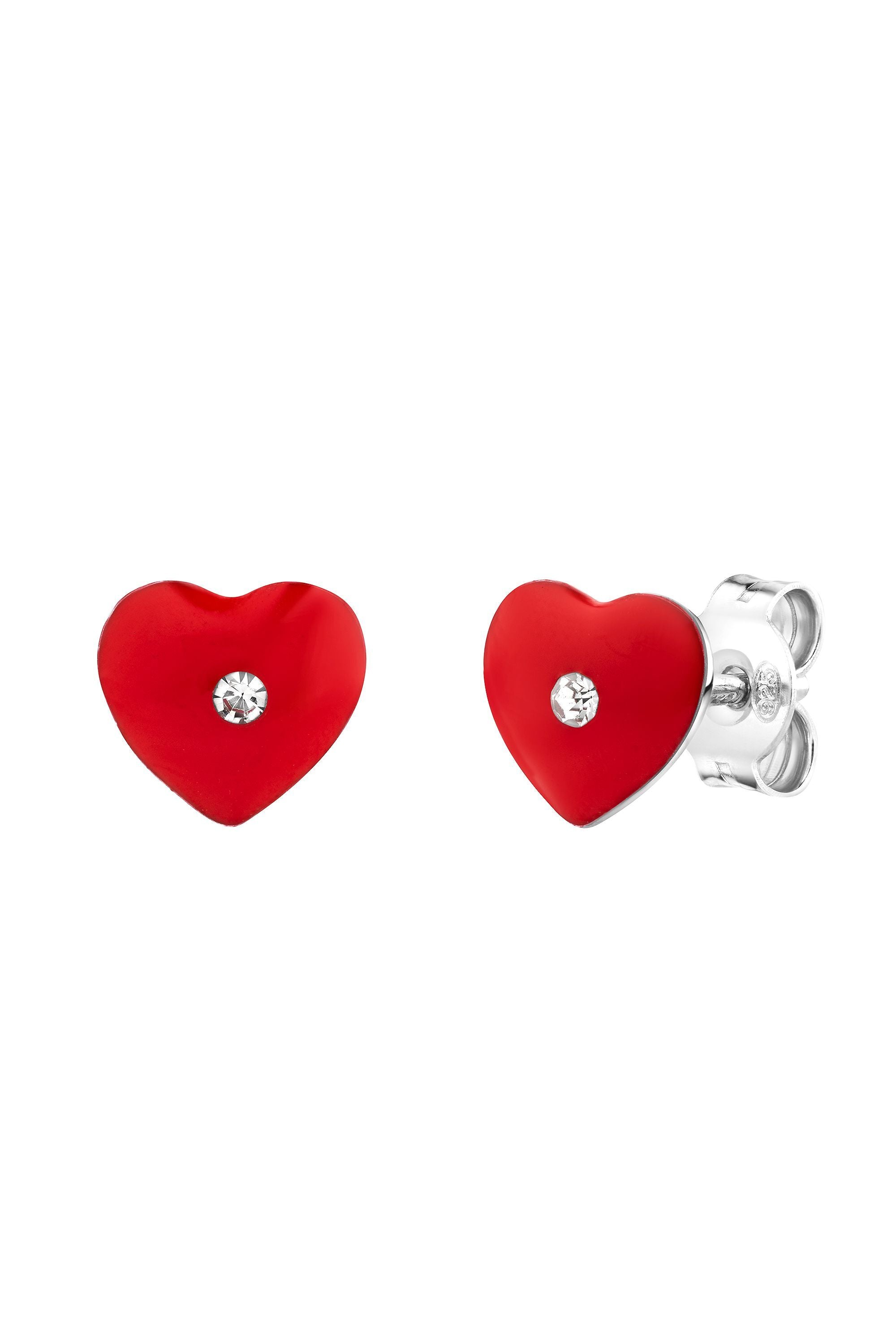 Scout Ohrstecker 925/- Sterling Silber rhodiniert Herz rot Zirkonia - OneSize (160220019)