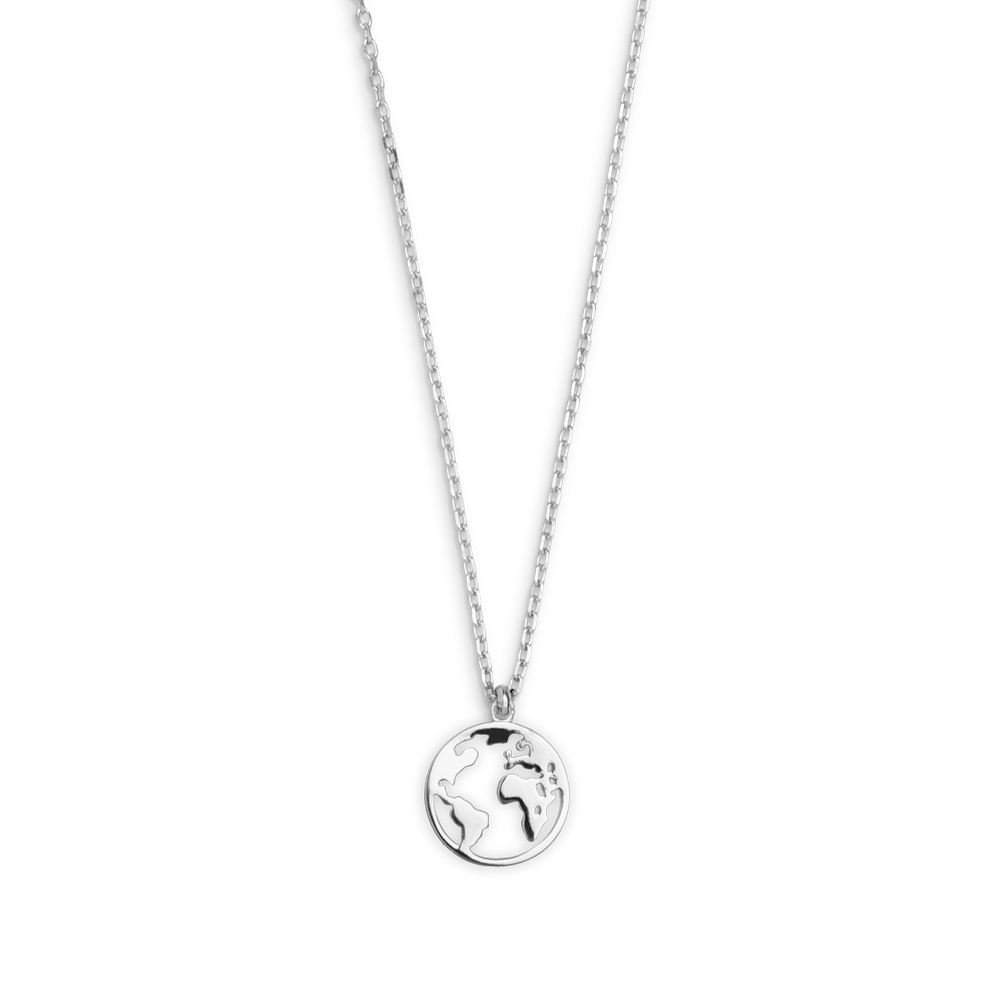 WELTKUGEL Halskette 925/- Sterlingsilber, rhodiniert - silberfarben / 45 (XS3160 · silberfarben, goldfarben, roséfarben)