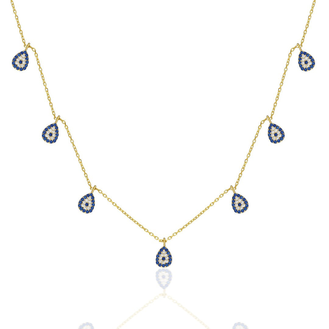 Drop Evil Eye Lucky Necklace - 925 Silver