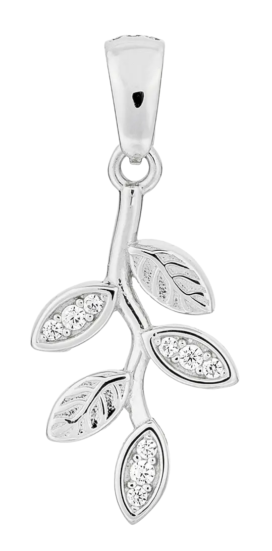 Anhänger Olivenzweig Silber 925/- mit CZ rhod.