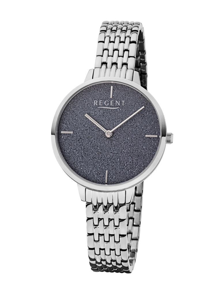 REGENT BA-677 Damenuhr Glitzer Zifferblatt Edelstahl Elegant