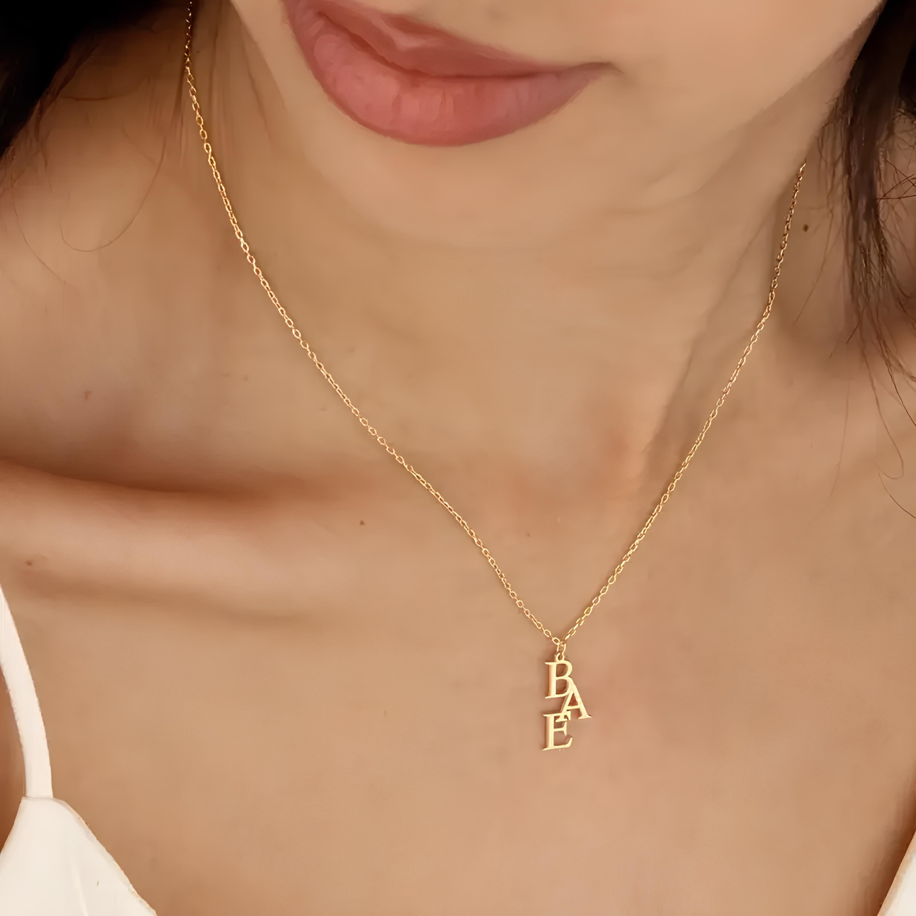 Block Type Letter Necklace - 925 SILVER