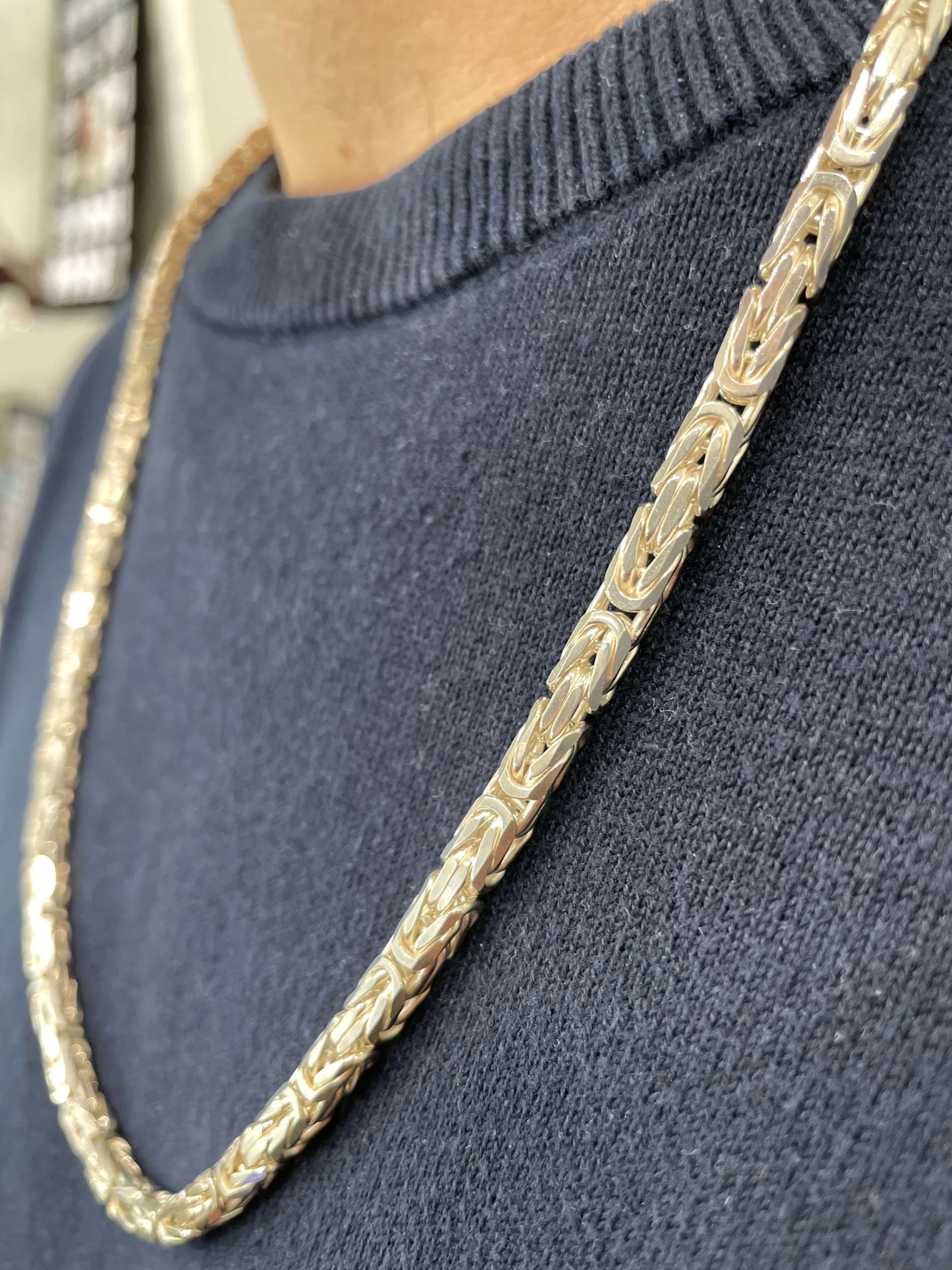 Königskette 2,5mm 925 Sterling Silber Königs Kette Herren massiv Halskette Armband