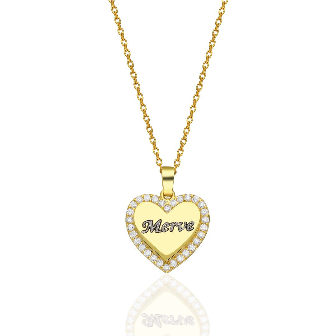 Heart Name Necklace with Letters - 925 Silver