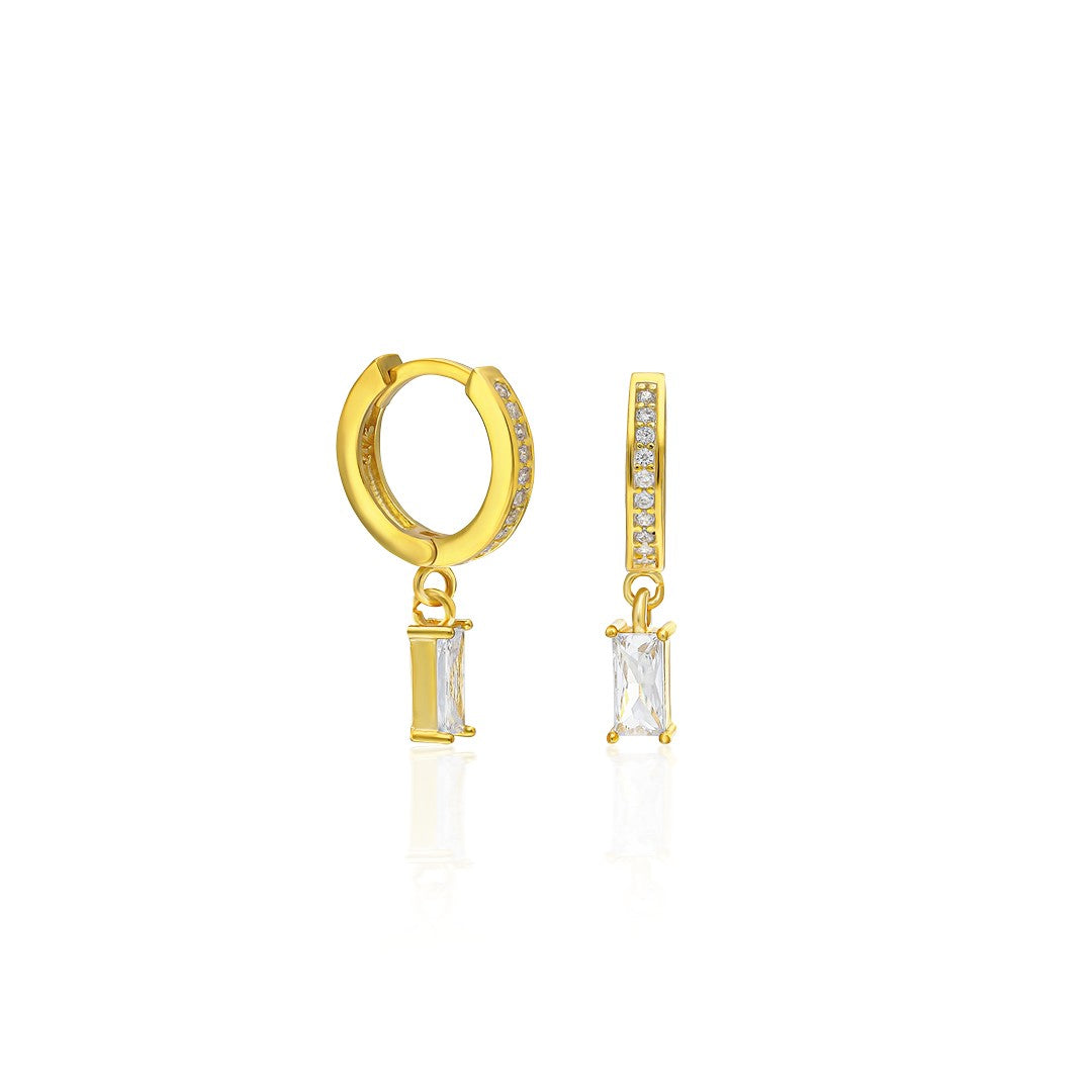 Rectangular Baguette Earrings - 925 Silver