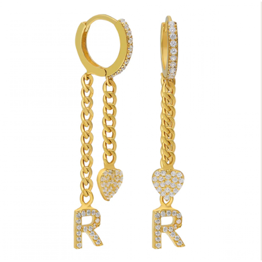 HÄNGENDE BUCHSTABEN OHRRINGE MIT HERZ