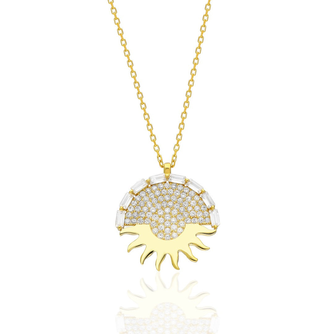 Stone Sun Necklace - 925 SILVER