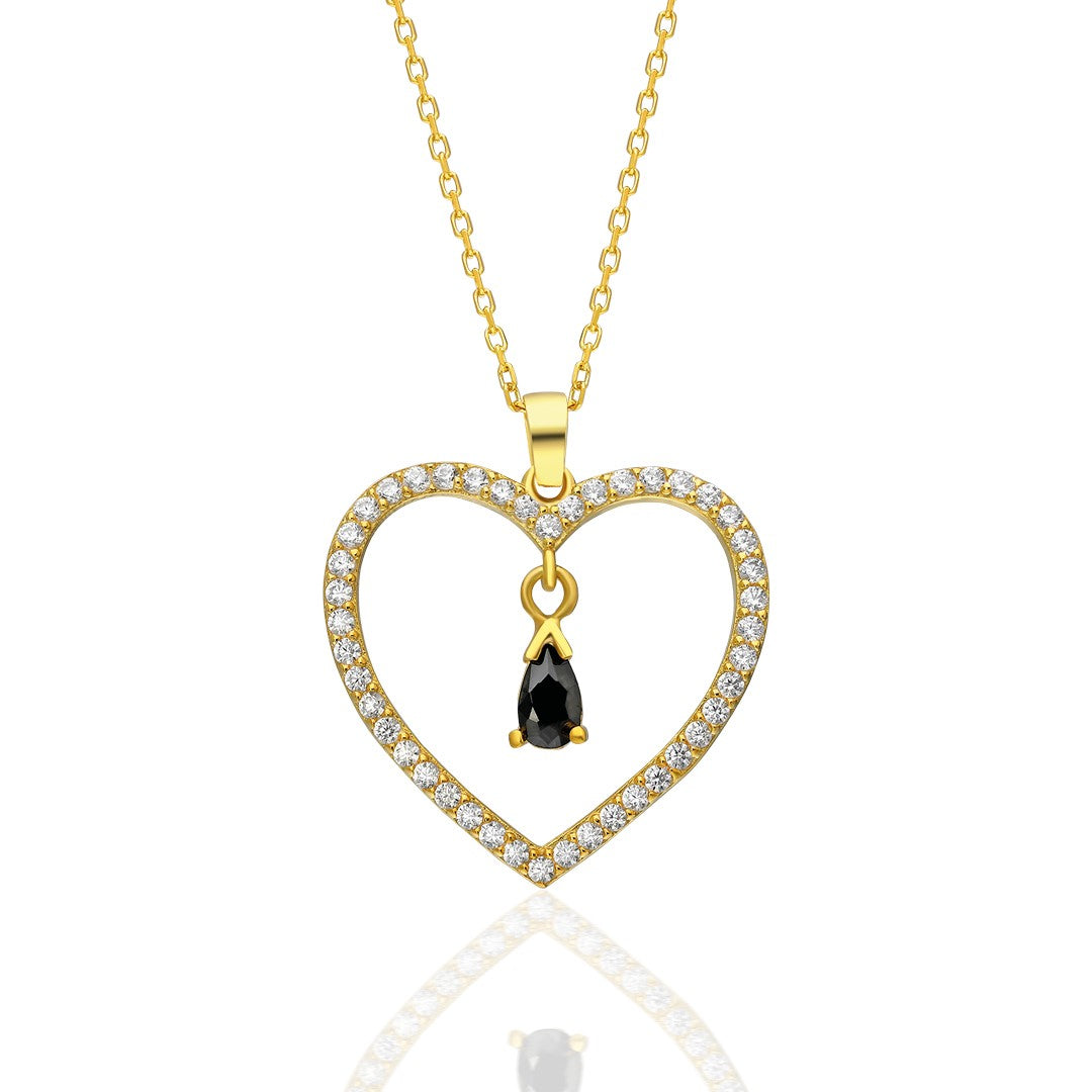 Black Stone Necklace - 925 SILVER