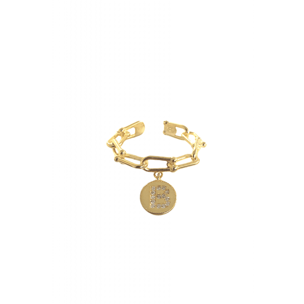 Round Zirkonia Buchstaben Ring