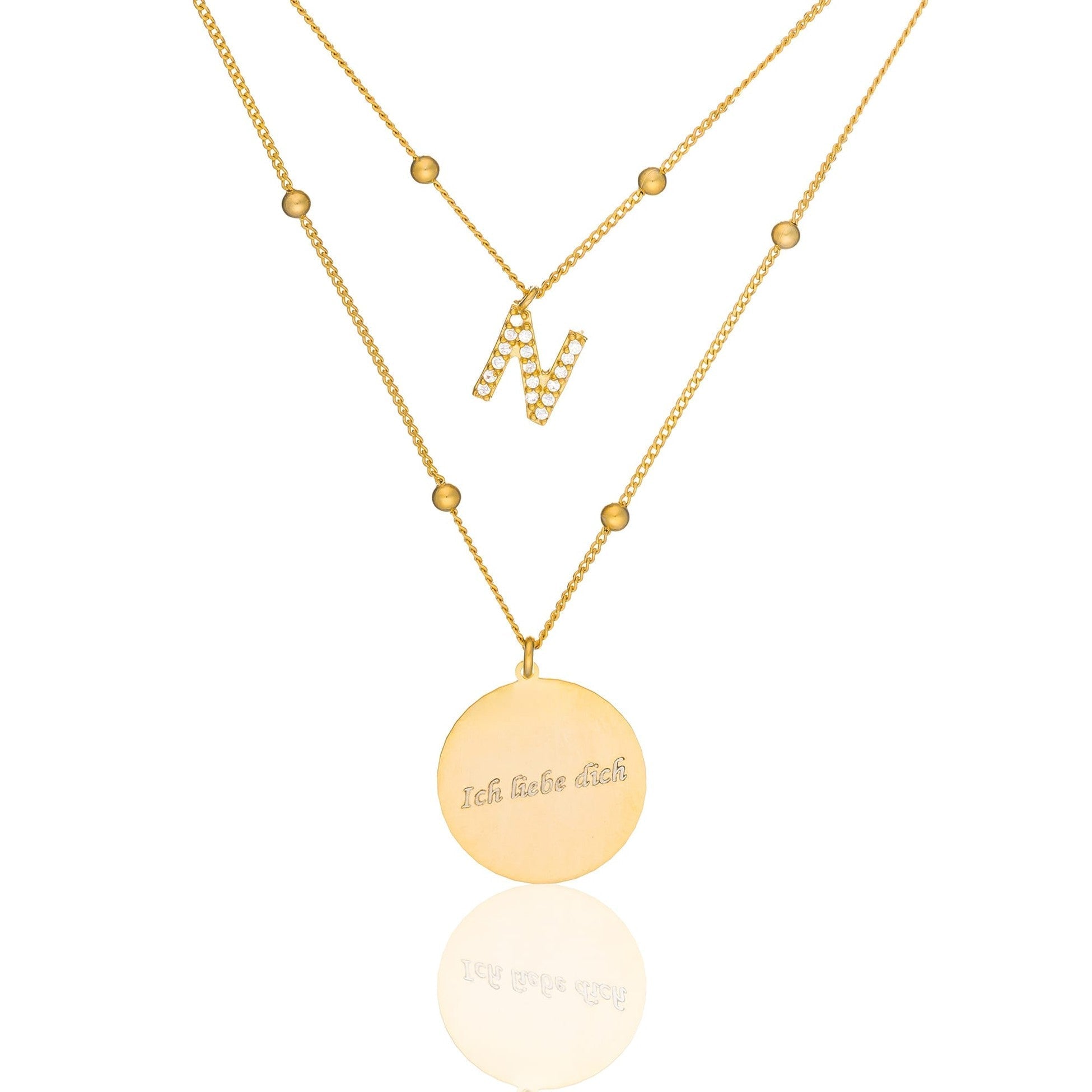 Name Chain Plate Letter Necklace - 925 SILVER