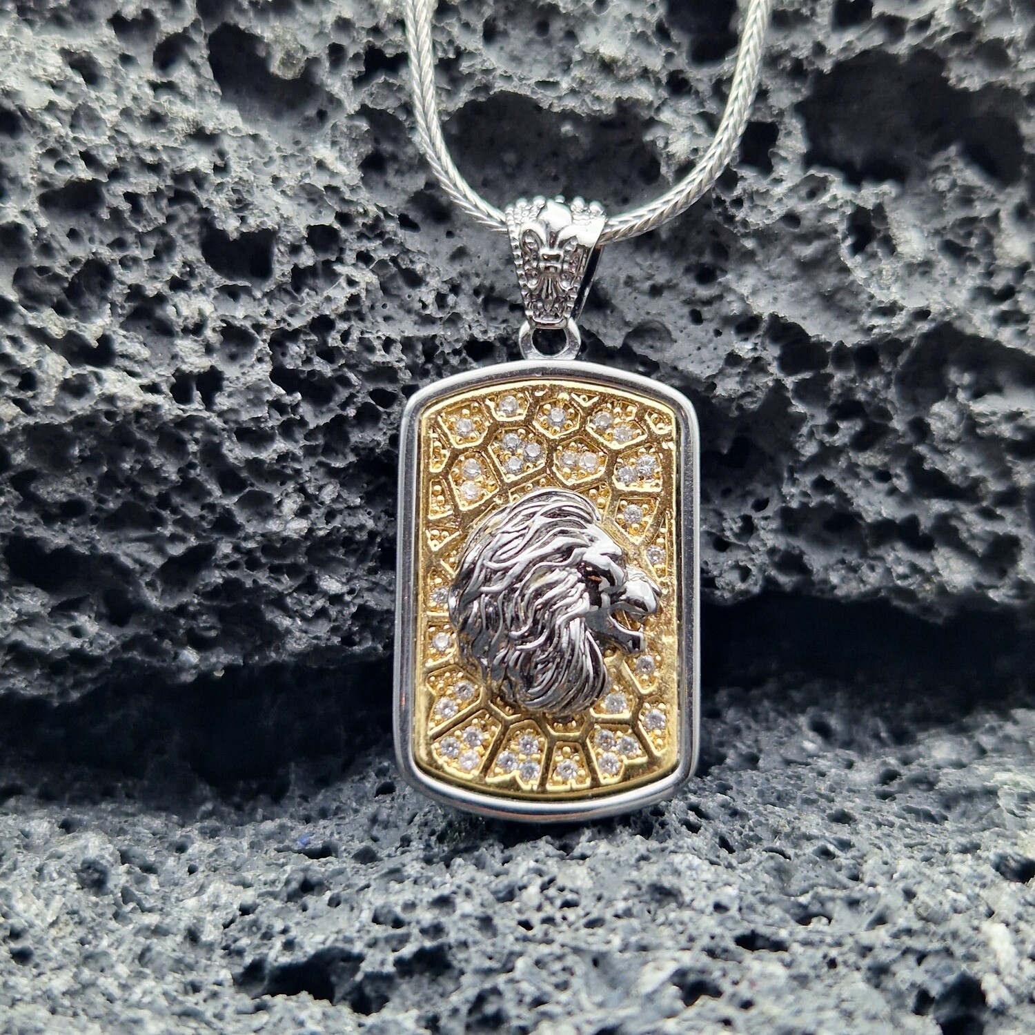 925K Sterling Silver Lion Necklace